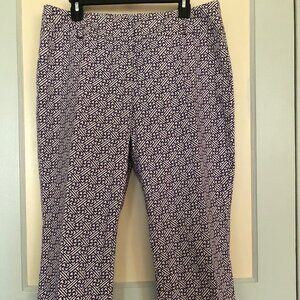 Talbots muted violet and eggshell cropped summer weight pants 14 Rare FInd